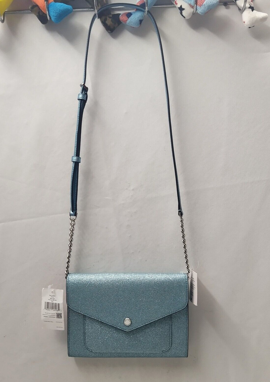 Kate Spade New York Tindel Sky Blue Glitter Leather Crossbody Bag - NWT $279